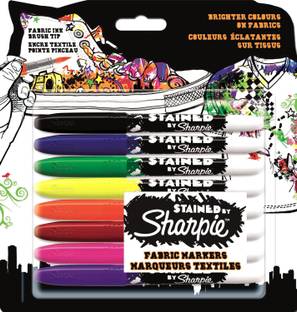 Sharpie 1779005 Stained Multi Fabric Markers, Brush Tip