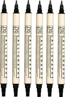 Zig Calligraphy Dual Tip Markers BLACK 2mm,5mm,Square Tip For Professional Beginner