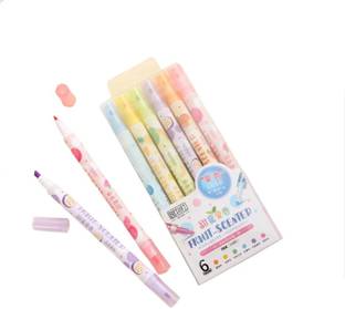 R H lifestyle Pack of 6 Fruit Scented Double Headed Highlighter Marker Pens set