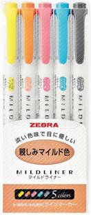 Zebra MildLiner Highlighter 5 Color Set (WKT7-N-5C)