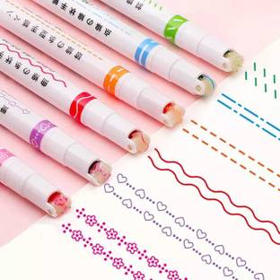 apcatio Stamp Pen Liner Pen Roller Type 6 Design & 6 Colors Pack of 6