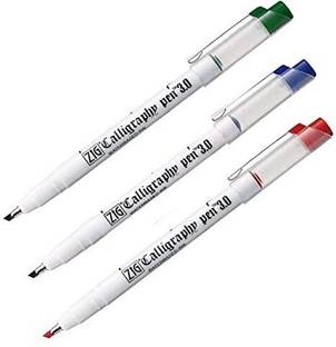 Zig CALLIGRAPHY PEN OBLIQUE Tip RED,GREEN,BLUE 3mm For Professional and Beginners