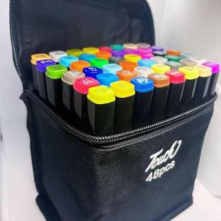 APEXITY 48 Pcs Dual Tip Alcohol Markers Set With Carrying Case