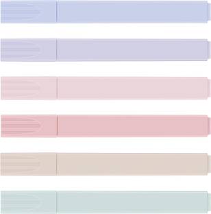 Daggeron Aesthetic Pastel Cute Highlighters | Mild Colors With Soft Chisel Tip | No Bleed