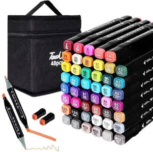 TRINGDOWN 48 Colors Artist Graphic Markers Dual Tip Art Markers Twin Sketch Markers Pens