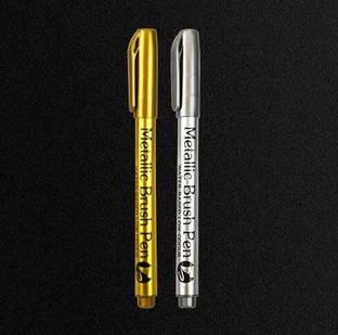 Qalam Kaari Premium Brush Metallic Markers Pens for Glass,Rock Painting,Card Making