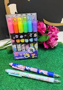CLICKETYCLACK Space Astronaut planet theme Cute design Neon Highlighter with gel pen