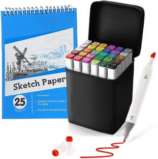 Wynhard 30 Pcs Alcohol Markers Set Alcohol Based Markers Color Pen with Sketch Book