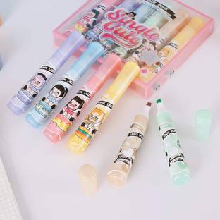 R H लाइफस्टाइल Pastel Glitter Highlighter Pen Cute Aesthetic Stationery Items