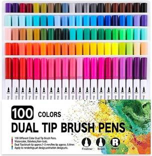 Bluedeal Markers Dual Tips Coloring Brush Fineliner Marker Pens Set for Drawing Sketching