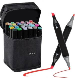 Corslet 30 Pcs Dual Tip Art Markers Colours with Carrying Case for Painting Sketching