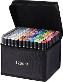 Trendegic Alcohol Based Dual Head Broad and Fine Tip Marker Drawing Pen with Pouch