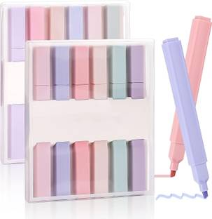 Adoere Aesthetic Pastel Cute Highlighters Mild Colors With Soft Chisel Tip No Bleed