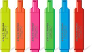 Soni Officemate HIGHLIGHTER -PACK OF 6 IN PVC POUCH