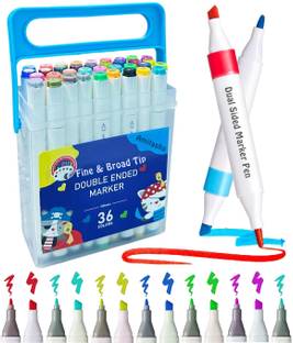 Harinder 36 Shades Double-Sided Markers, Fine & Chisel Tip Highlighters for Kids & Adults