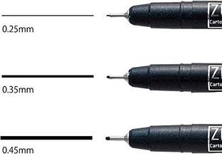 Zig CARTOONIST MANGAKA Black 3 set 0.25mm, 0.45mm, 0.65mm, for art