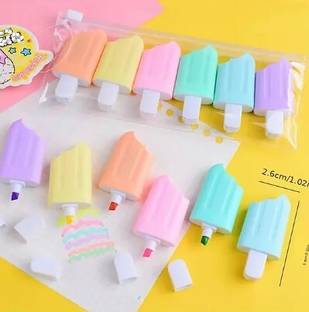 KHILONEWALA Ice Cream Shape Highlighters Pastel Shades / Marker Pen