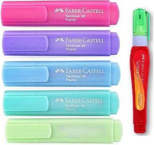 FABER-CASTELL Pastel Highlighter Set Of 5 With Correction Pen