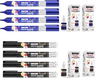 Win Teamo Whiteboard Markers 4blue+4black with(2blue ink+2black ink)