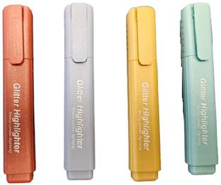 SAH 4pcs Metallic Effects Glitter Highlighters Chisel Point Stick Shape