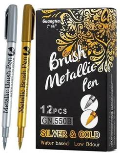 Qalam Kaari Brush Metallic Pens Waterproof Permanent Art Painting Drawing Brush Pen