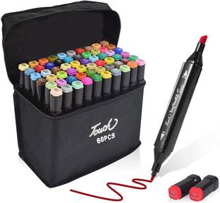 Trendegic 60 Colors Alcohol Based Dual Head Broad and Fine Tip Marker Drawing Pen with Bag