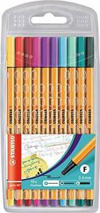 Levin 10pc Color 0.4mm Fine Point Fineliner No Bleed Through Pens Markers Set