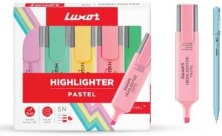 LUXOR Pastel Highlighter Pack Of 5 With XO Pen