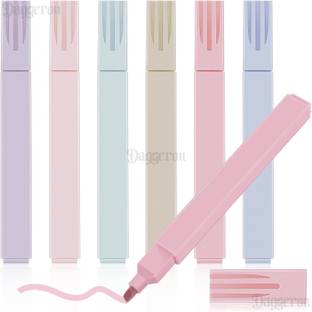Daggeron Aesthetic Pastel Cute Highlighters | Mild Colors With Soft Chisel Tip | No Bleed