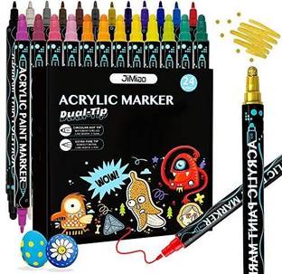 Like it Acrylic Paint Markers,24 Colors Dual Tip Acrylic Fine Tip & Dot Tip