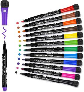 FEXMY 12 Colors Erasable Whiteboard Markers Fine Point with Eraser Cap