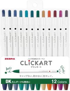 Zebra Bo Water-Based Pen Clicker LT12 Color Set WYSS22-12CDK
