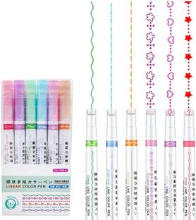 Zordik Linear Roller Color Pens Highlighters outliner pens with 6 Different Curve Shape