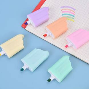 Paper Bear Ice Cream Stick Popsicle Shape Highlighters Piece of 6