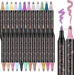 Daggeron Dual Tip Metallic Acrylic Paint Pens - Acrylic Markers with Brush and Chisel Tip
