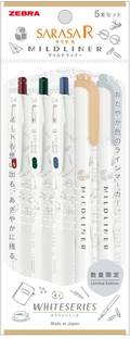 Zebra MildLiner P-JJS29-R1W-C Sarasa R & Mild Gel Ballpoint Pen, White Series