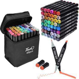 Nightstar 48 Colors Alcohol Based Dual Head Broad and Fine Tip Marker Drawing Pen with Bag