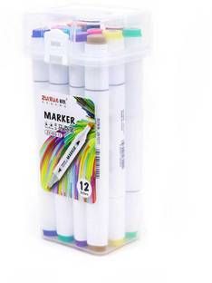 AAHANSHOPPE TOUCH KOOL 2 IN 1 HIGHLIGHTER & MARKER PEN MULTICOLOUR PACK OF 12 PCS