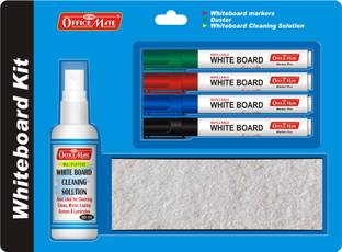 Soni Officemate Whiteboard marker Starter Kit-Duster 1Pc,50ml Cleaning Solution,4ps 50 ml Marker Refill