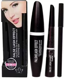 Adore Beauty New Combo Pack 3 in1 Mascara, Eye linear and Eyebrow Pencil 50 g (Black) 1 ml