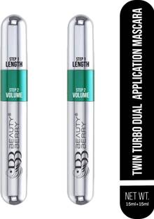Beauty Berry Twin Turbo 2 in 1 Volumizing and Lengthening Mascara Waterproof (Pack of 2) 30 ml