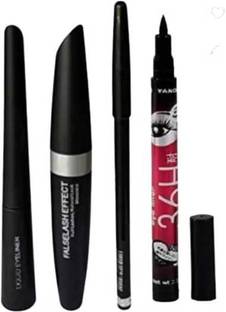 rahnay Eyebrow Pencil Black & Liquid 36H Eye Liner & Mascara 3in1 (4 Items set 5 ml