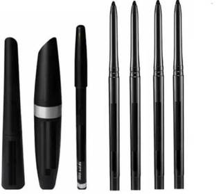 Hezruck All in one 3 in1 Combo ( Mascara,kajal & Eyeliner) With 4Pc Black Eyeliner Kajal 15 ml