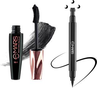 MARS Ultra Curl Long lasting Fabulash Mascara With Moon Pattern Tattoo Eyeliner 19.5 ml