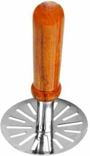 RIDDHAH COLLECTIONS Potato , Vegetable & Pav Bhaji Masher with Wooden Handle For Kitchen Use Stainless Steel Masher