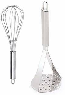 DUBE Stainless Steel Egg Whisk / Egg Beater & Potato Masher / Pav Bhaji Masher Stainless Steel Masher