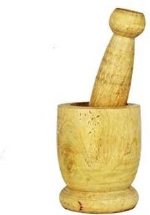 too much handcraft okhli set kharal gerinder masher (yellow) by too much Wood Masher