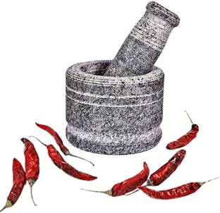 टी जी एच Stone Mortar Pestle Set - Khalbatta Stone Natural & Traditional Grinder [4 Inch] मैशर