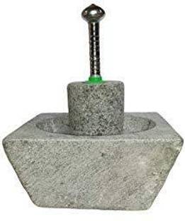 Lakshmi handy crafts Stone Mortar and Pestle Set, Traditional Manual Grinder, Stone Rectangle shape Stoneware Masher