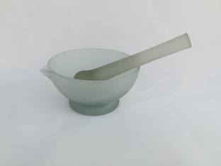 NEW VERMA GLASS PESTLE AND MORTARS. 15CM. ONE MORTAR AND TWO PESTLE Glass Masher